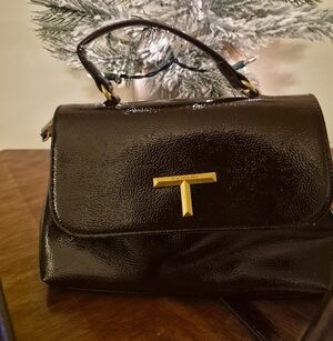 Tahari "NEW" Glossy burgundy Crossbody